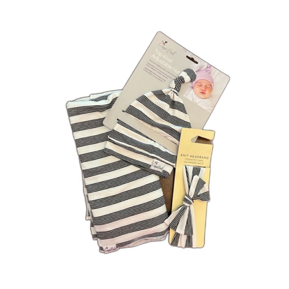 NWT Copper Pearl‎ Swaddle, Hat, and Headband Bow Set - Tribe